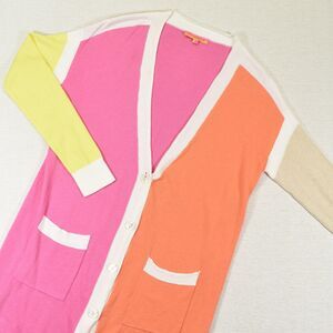 Vilagallo Womens S Colorblock Longline Cardigan Sweater Duster Cashmere Blend